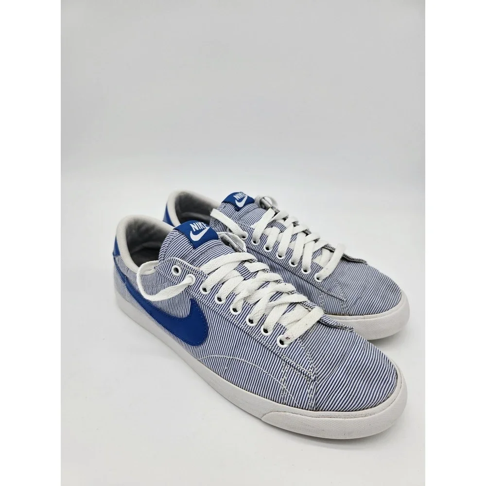 Nike Tennis Classic AC Blue White BLue Striped 377812-148 Mens 9.5 EU 43